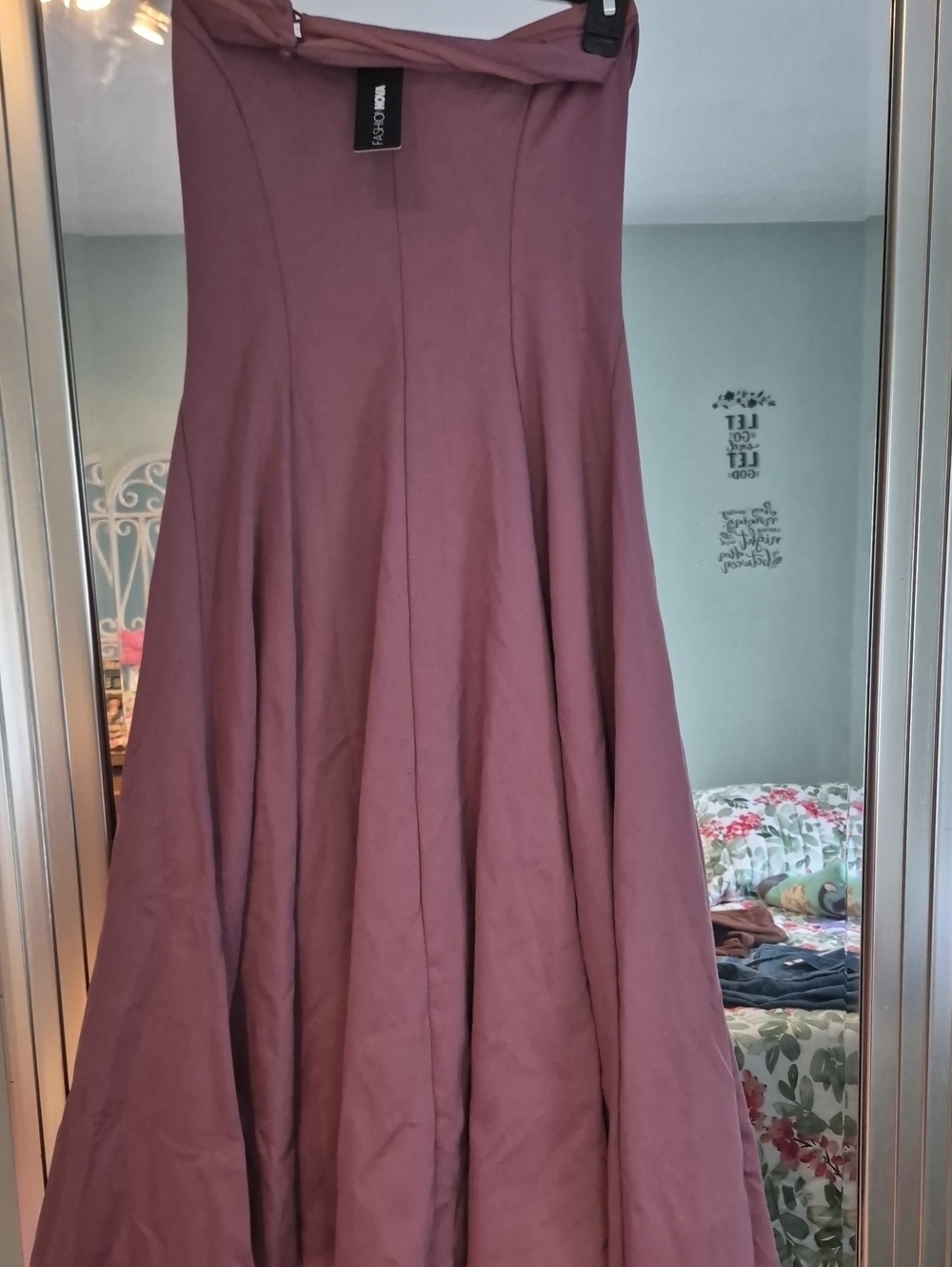 Fashion Nova Mauve Strapless A-Line Maxi Dress